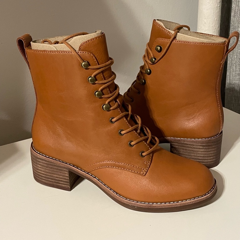 Madewell Julien Leather Lace-Up Lugsole Boot * Bison * Size 7 * New! *
